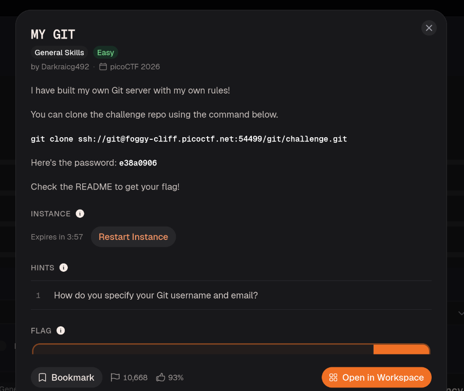 Challenge MyGit sur picoCTF