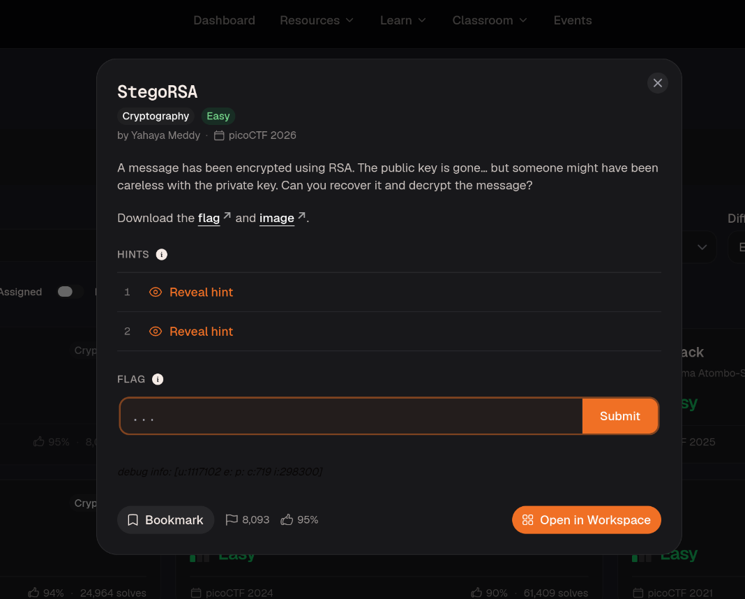Challenge StegoRSA sur picoCTF