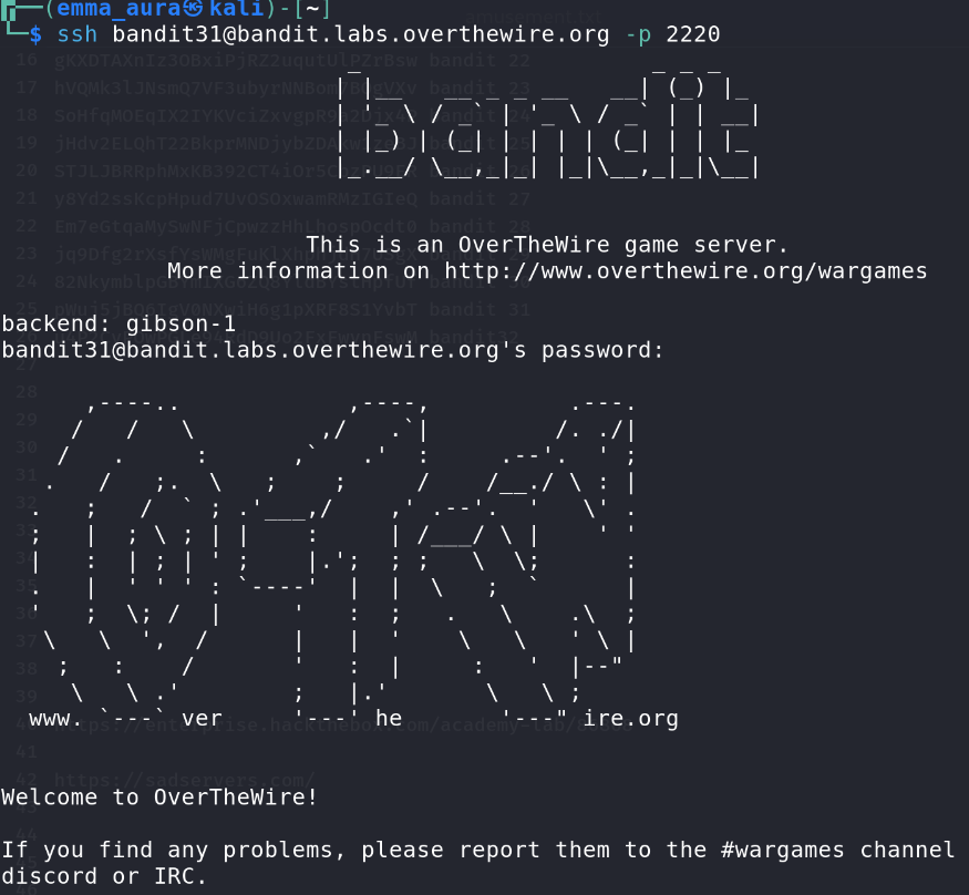 Terminal OverTheWire Bandit